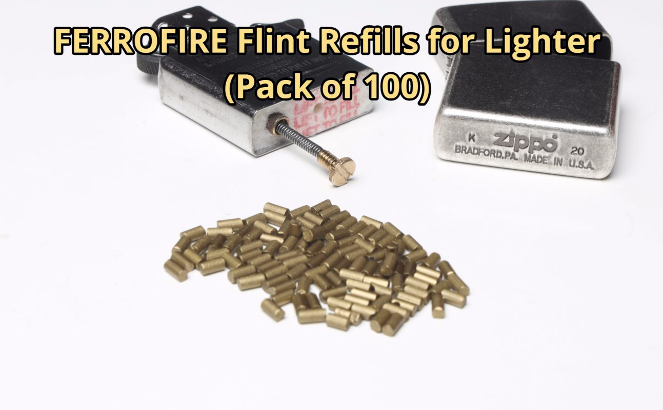 FERROFIRE Zippo lighter flints， compatible with Zippo lighters， Premium ferrocerium flint replacement，golden Dupount lighter flints， clipper lighter flint replacement