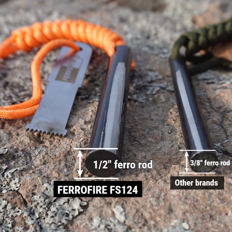 FERROFIRE FS124 ferrocerium rod emergency fire starter